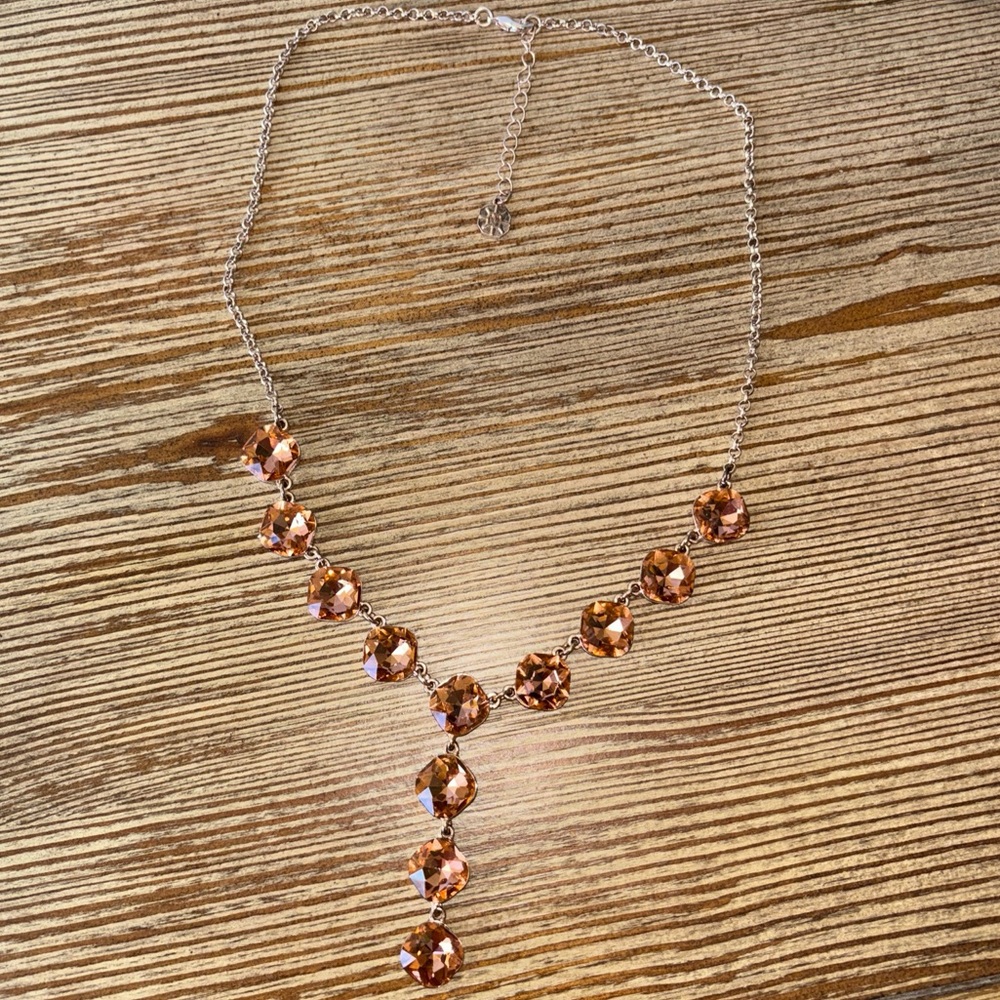 Monet Y Amber square shaped crystal necklace